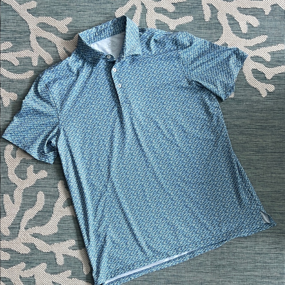 Southern Tide Blue Patterned Short-Sleeve Polo